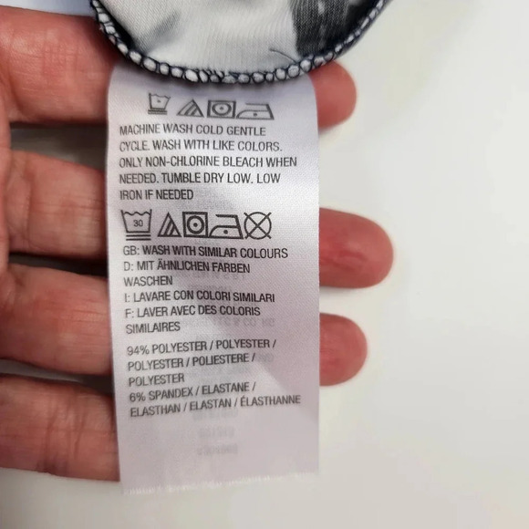 G.I.L.I. Palm Leaf Pattern Side Slit Short Sleeve Maxi Dress Size Small Casual - Picture 11 of 15